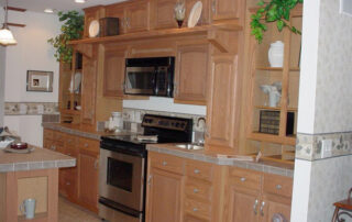A kitchen with a stove and oven.